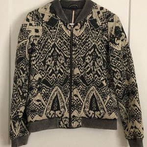 Free People Off-White and Black Patterned Jacket